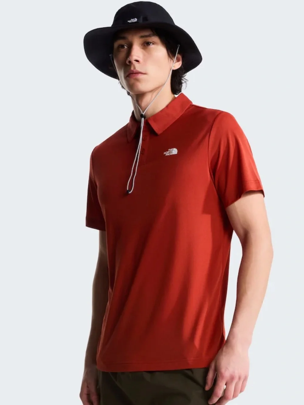 The North Face Red Orange Tanken Polo Shirt Classic Collared Shirt Sleeved